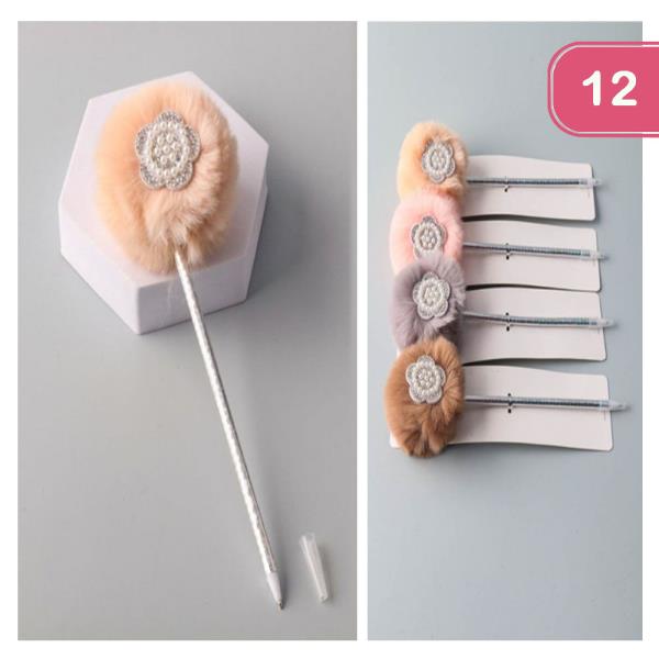 Pearl Flower Pom Pom Pen (12 Units)