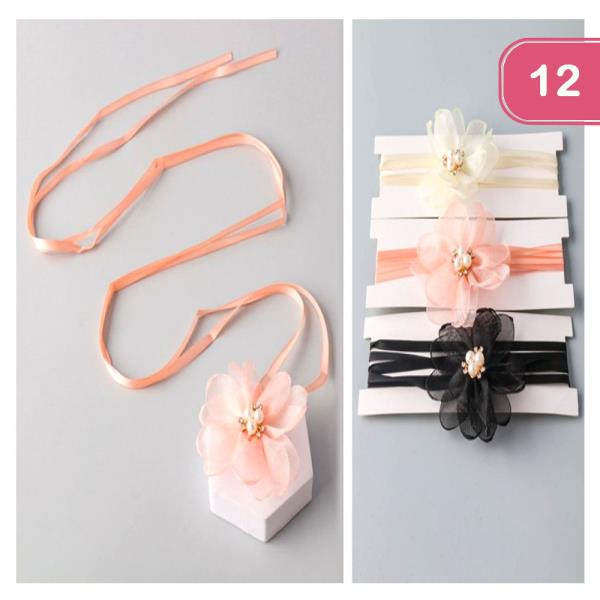Pearl Mesh Flower Necklace Wrap (12 Units)