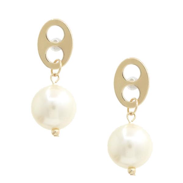 Oval Pearl Bead Dangle Earring
