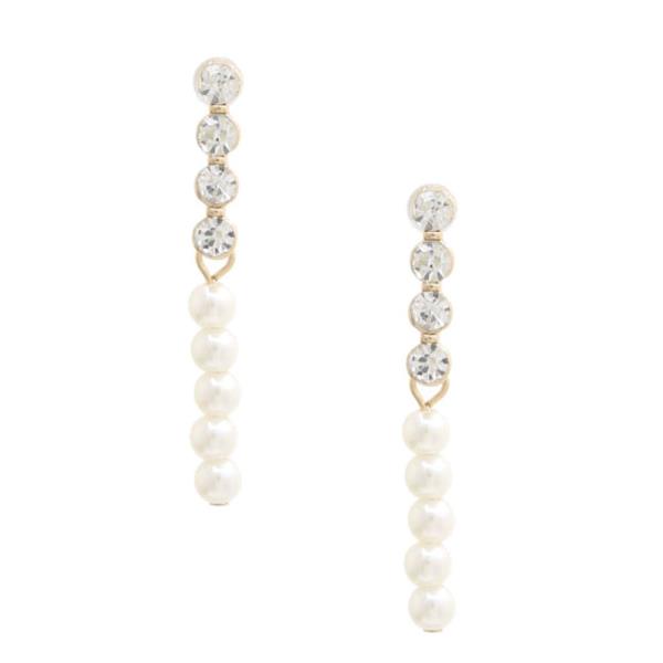 Rhinestone Pearl Bead Dangle Earring