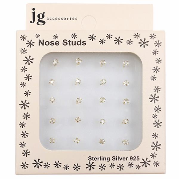 CZ Sterling Silver Nose Stud Set