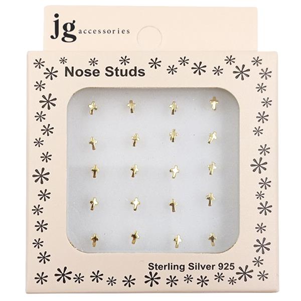 Cross Sterling Silver Nose Stud Set