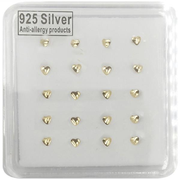 Heart Sterling Silver Nose Stud Set