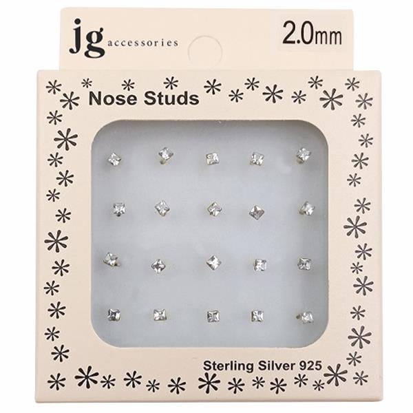 CZ Sterling Silver Nose Stud Set