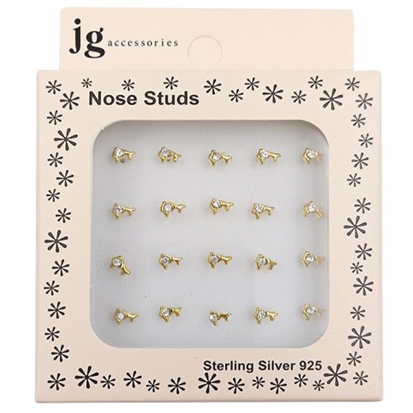 Dolphin CZ Sterling Silver Nose Stud Set