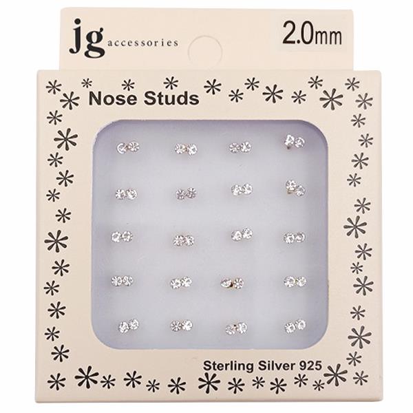 CZ Sterling Silver Nose Stud Set