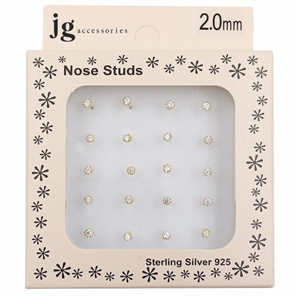CZ Sterling Silver Nose Stud Set