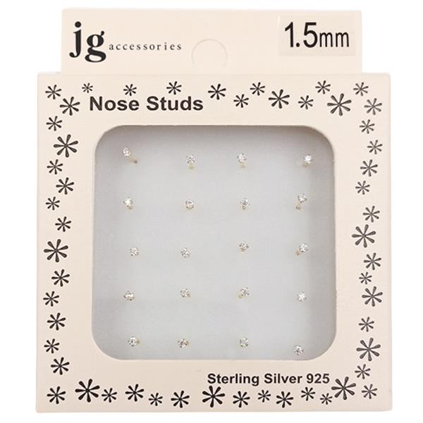 CZ Sterling Silver Nose Stud Set