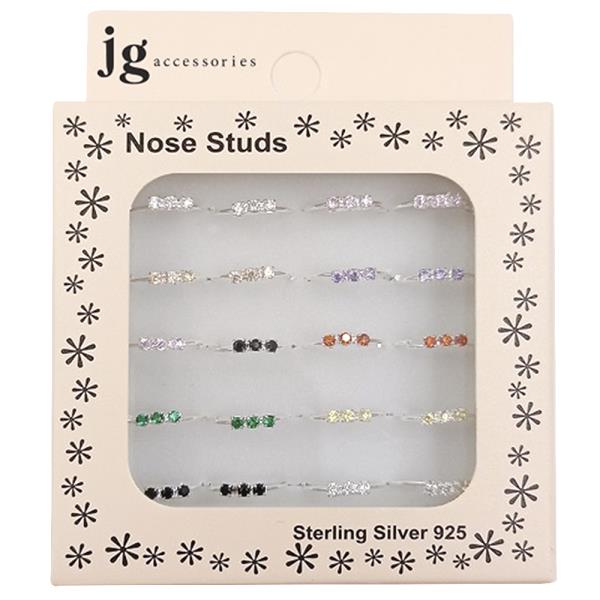 CZ Sterling Silver Nose Ring Set