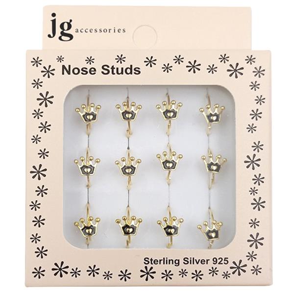 Crown Sterling Silver Nose Hoop Set