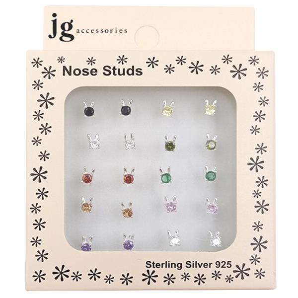 Rabbit CZ Sterling Silver Nose Stud Set