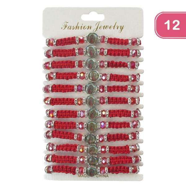Virgin Mary Rhinestone Bracelet (12 Units)