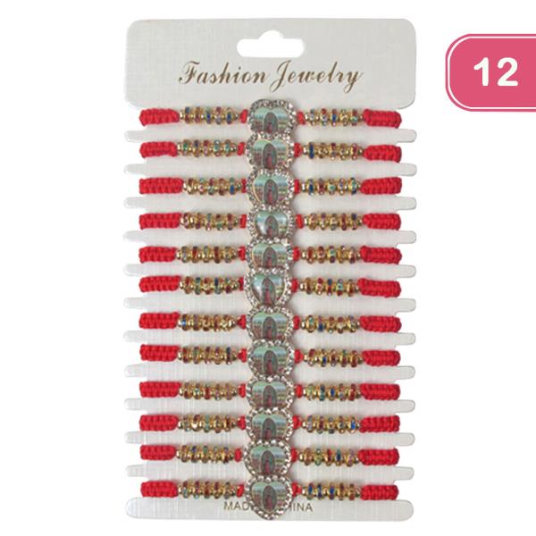 Virgin Mary Rhinestone Bracelet (12 Units)