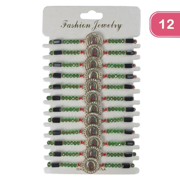 Virgin Mary Beaded String Bracelet (12 Units)