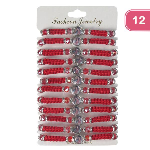 Virgin Mary Rhinestone Bracelet (12 Units)