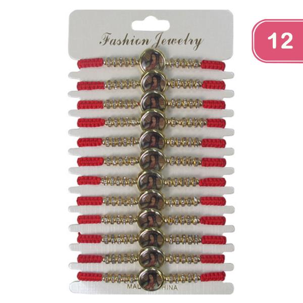 Virgin Mary Rhinestone Bracelet (12 Units)