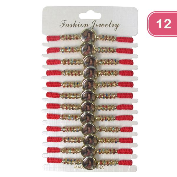 Virgin Mary Rhinestone Bracelet (12 Units)