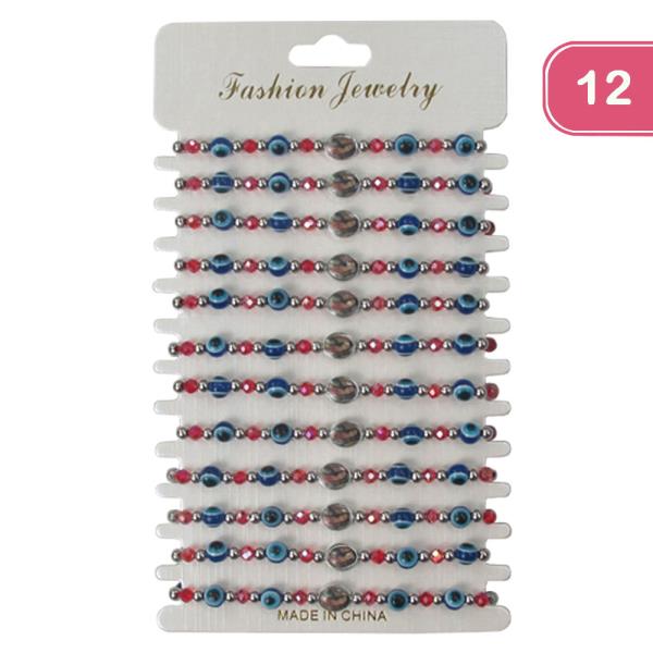 Virgin Mary Evil Eye String Bracelet (12 Units)