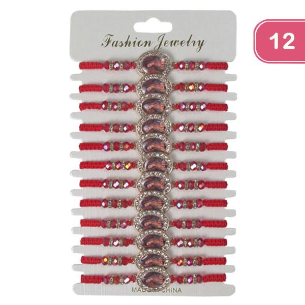 Virgin Mary Rhinestone Bracelet (12 Units)