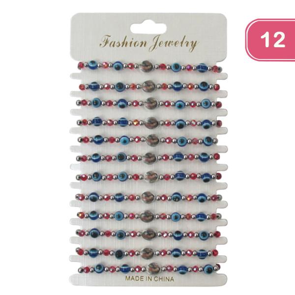 Virgin Mary Evil Eye String Bracelet (12 Units)