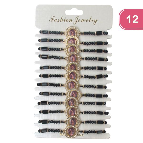 Virgin Mary Beaded String Bracelet (12 Units)