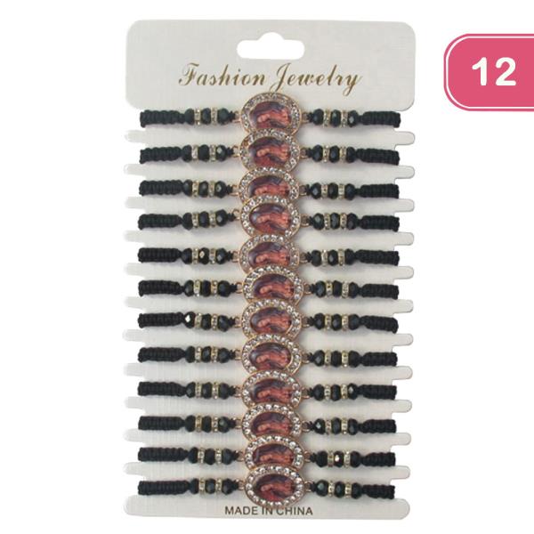 Virgin Mary Beaded String Bracelet (12 Units)