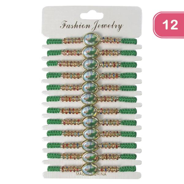 San Judas Rhinestone String Bracelet (12 Units)