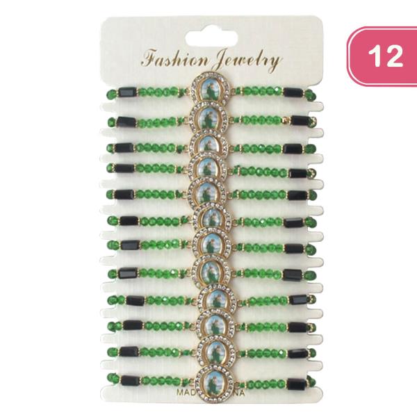 San Judas Rhinestone Beaded Bracelet (12 Units)
