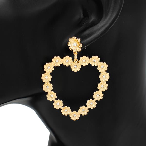 Flower Metal Heart Dangle Earring