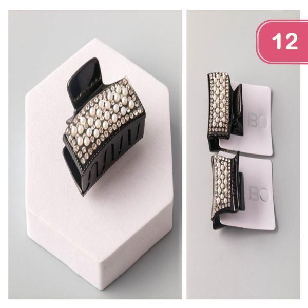 Pearl Rhinestone Claw Clip (12 Units)