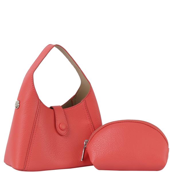 2IN1 SMOOTH TEXTURED SHOULDER HOBO BAG W POUCH SET