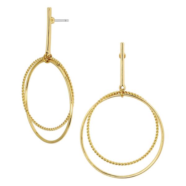 Metal Bar Circle Post Earring