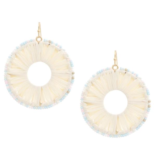 Seed Bead Raffia Circle Earring