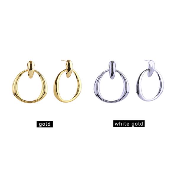 14K Gold White Gold Dipped Link Post Earrings