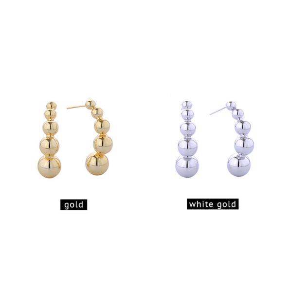 14K Gold White Gold Dipped Ball Drop Earrings
