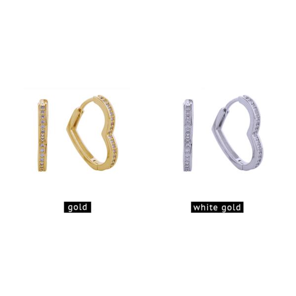 14K Gold White Gold Dipped Heart CZ Earrings
