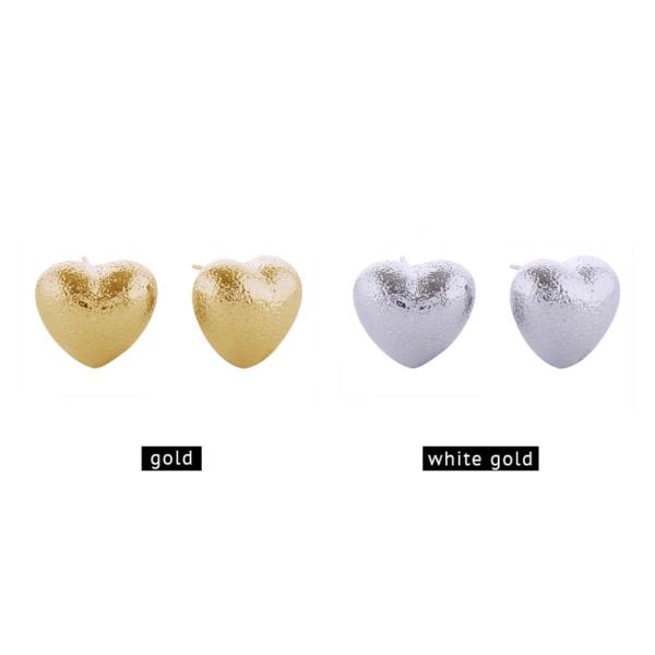 14K Gold White Gold Dipped Heart Post Earrings