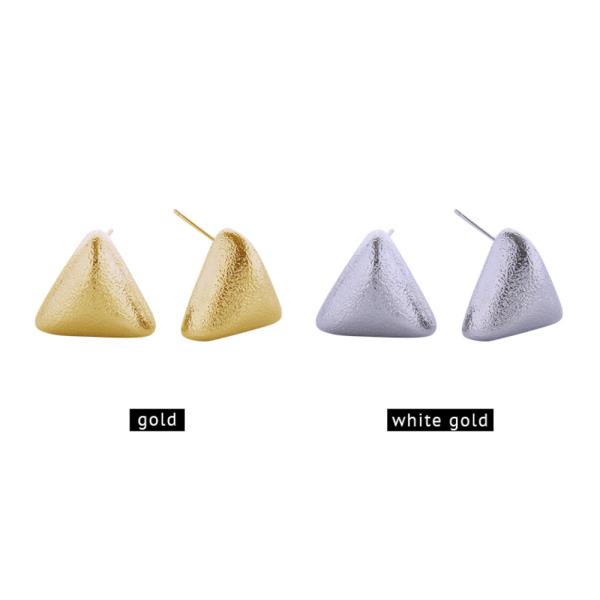 14K Gold White Gold Dipped Triangle Earrings