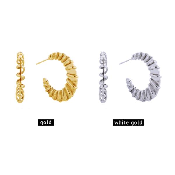 14K Gold White Gold Dipped Spiral Post Earrings