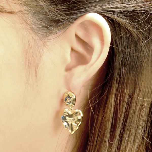 14K Gold White Gold Dipped Heart CZ Earrings