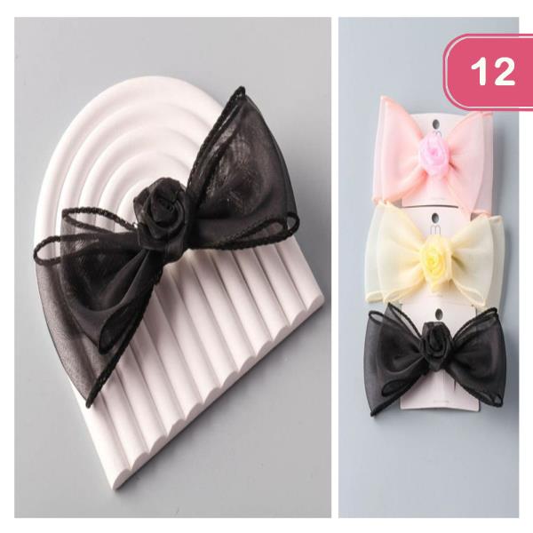 Sheer Rose Bow Pin (12 Units)