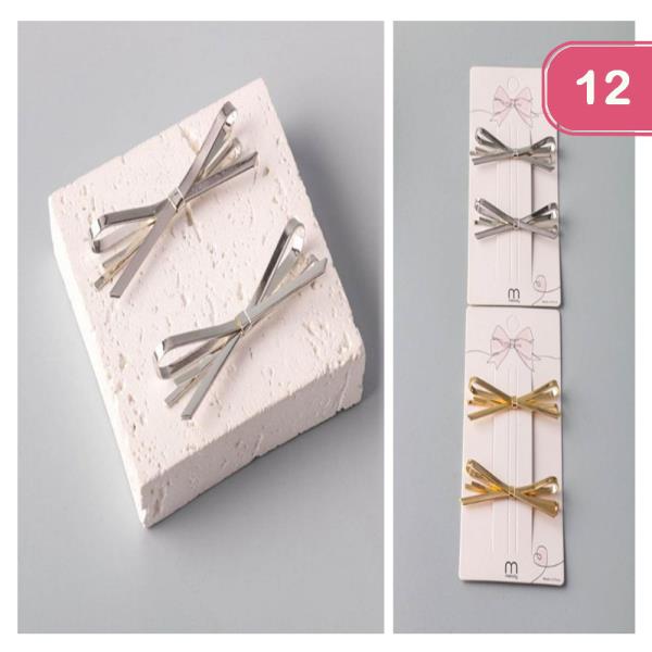 Metal Bow Tied Bobby Pins (12 Units)