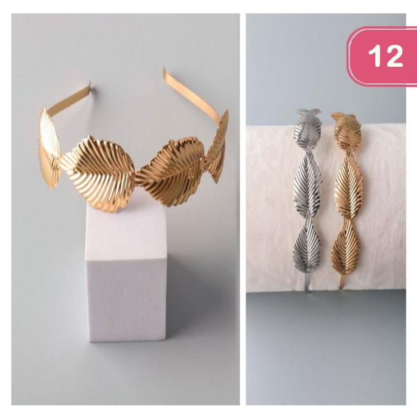 Metal Leaves Headband (12 Units)
