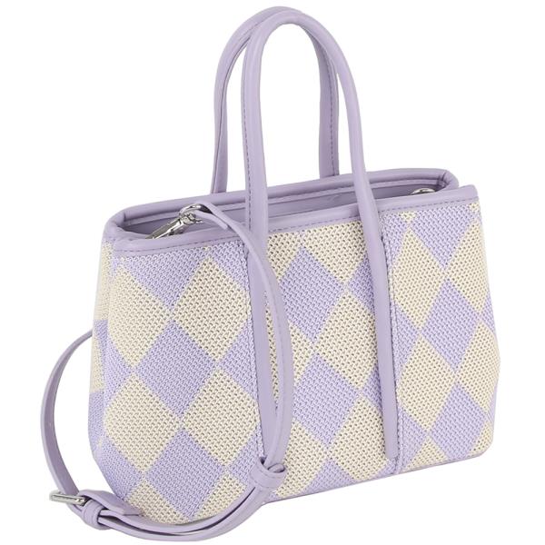 Checker Design Handle Satchel Bag