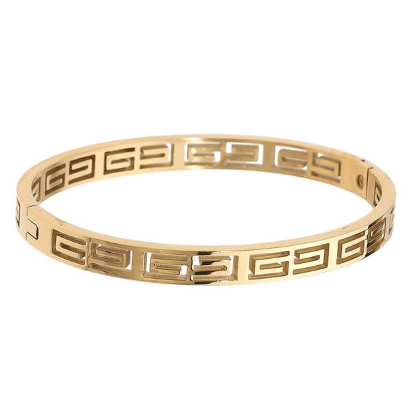 Geometric Stainless Steel Hinged Bangle Bracelet