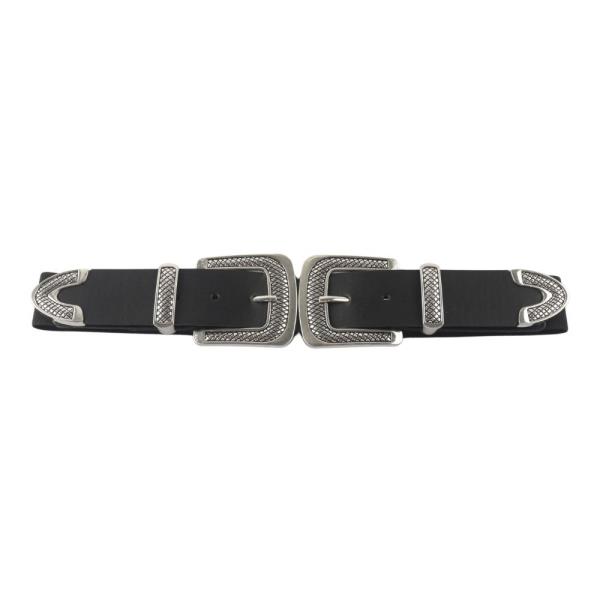 Western Style Double Buckle Elastic Belt