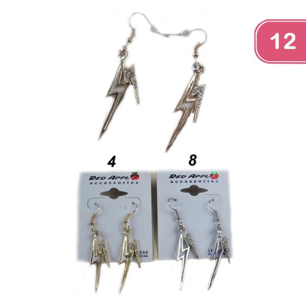 Lightning Rhinestone Earrings (12 Units)