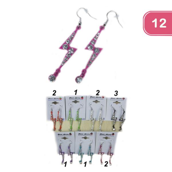Lightning Rhinestone Earrings (12 Units)