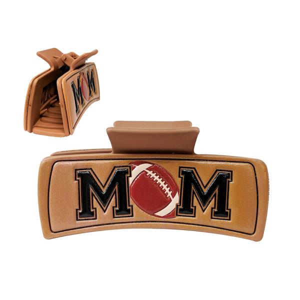 Football Mom Leather Hair Claw Clip