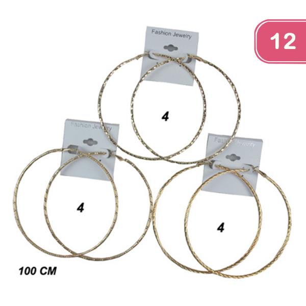 Textured Hoop Earrings (12 Units)